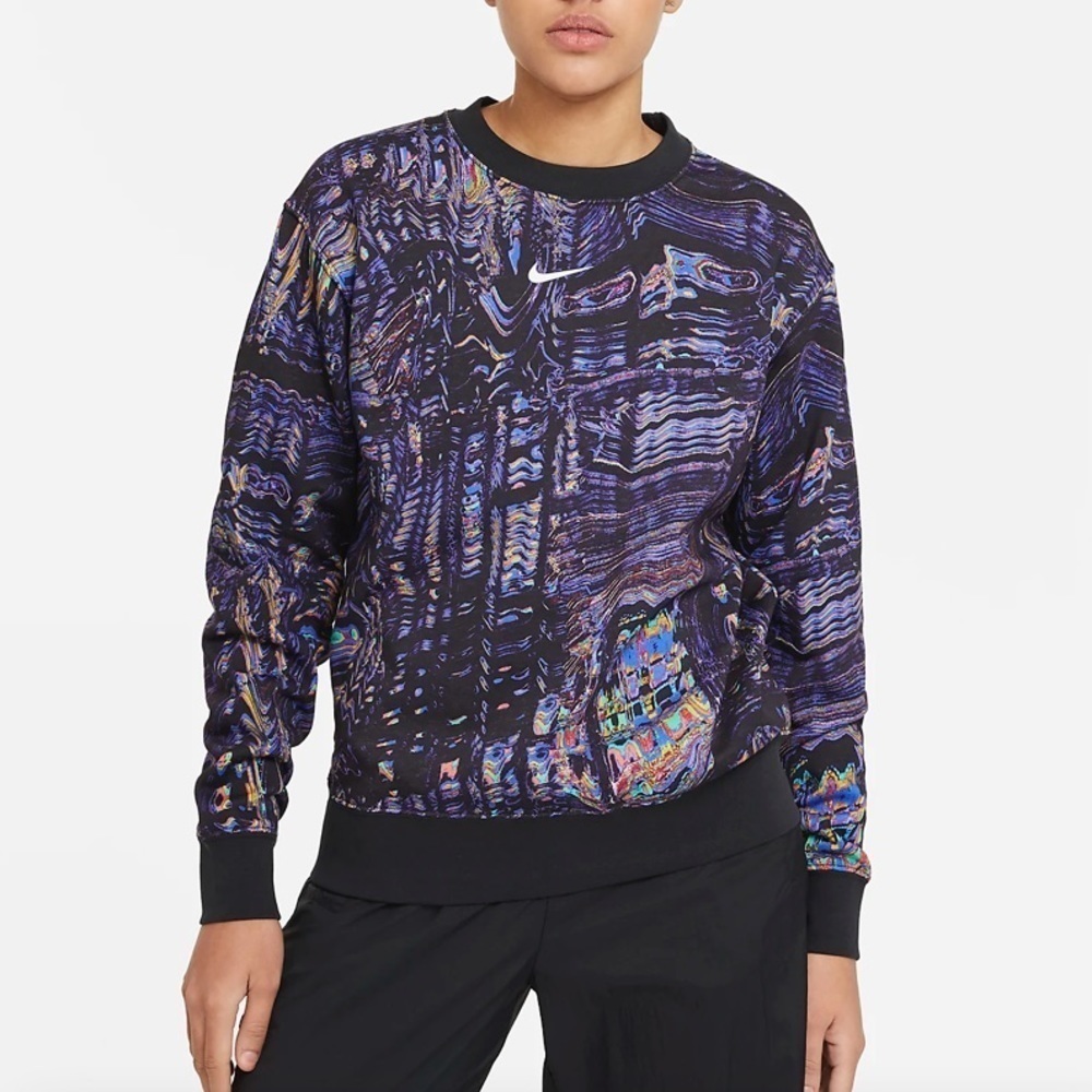 Nike Black & Purple Abstract Print Crewneck Sweatshirt
